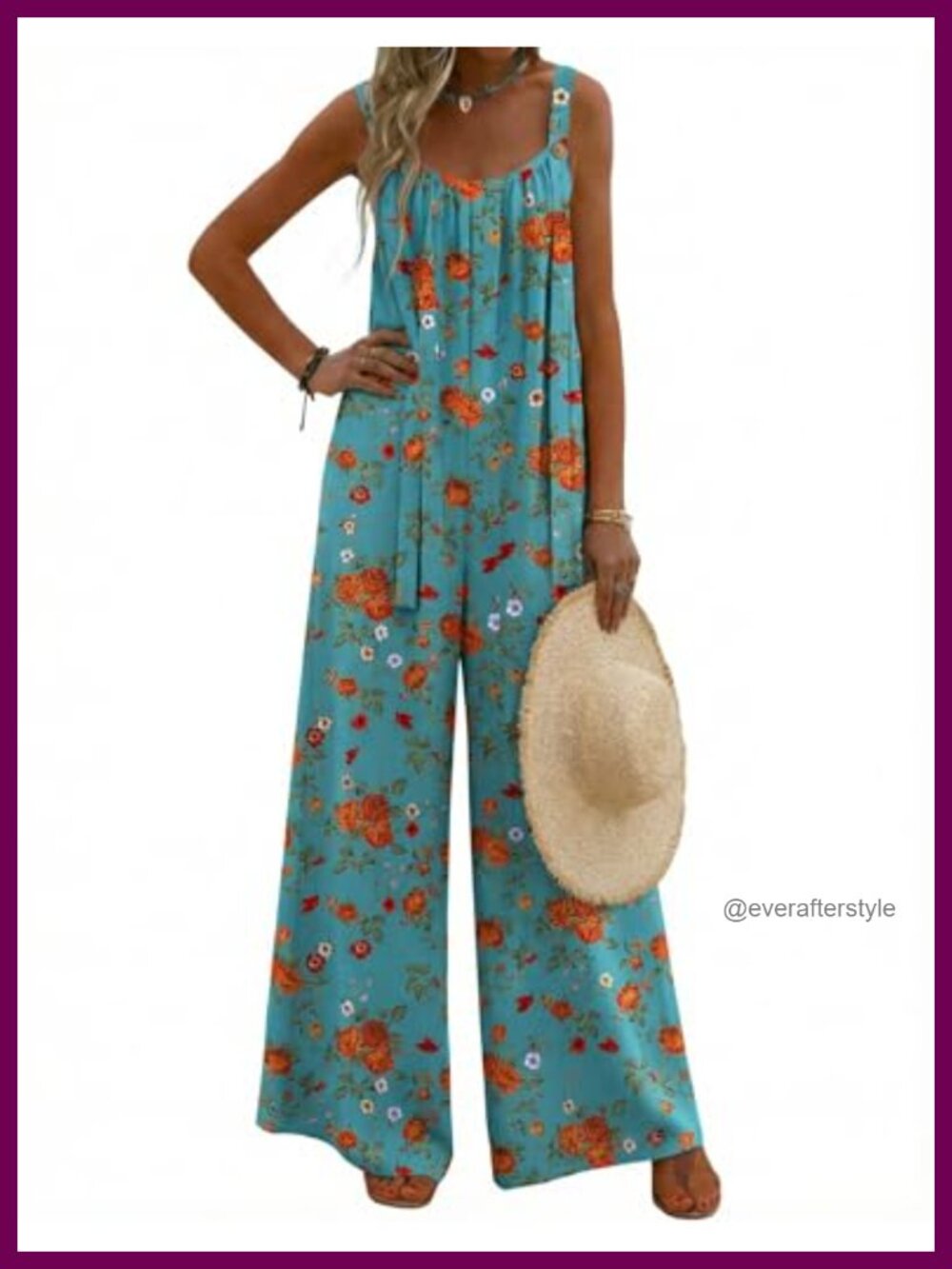 Ekouaer Women's Loose Fit Boho Jumpsuit Overalls Adjustable Straps